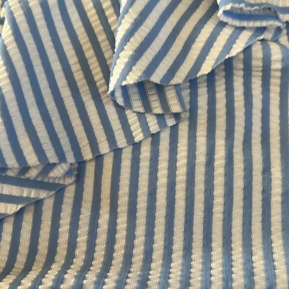 Old Navy girls striped ruffle swimsuit. Blue and white vertical stripe - Picture 3 of 8